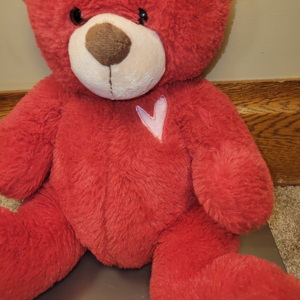 Dan Dee Collector's Choice Red Teddy Bear Plush Pink Heart Heart Paws 11" - Picture 2 of 8